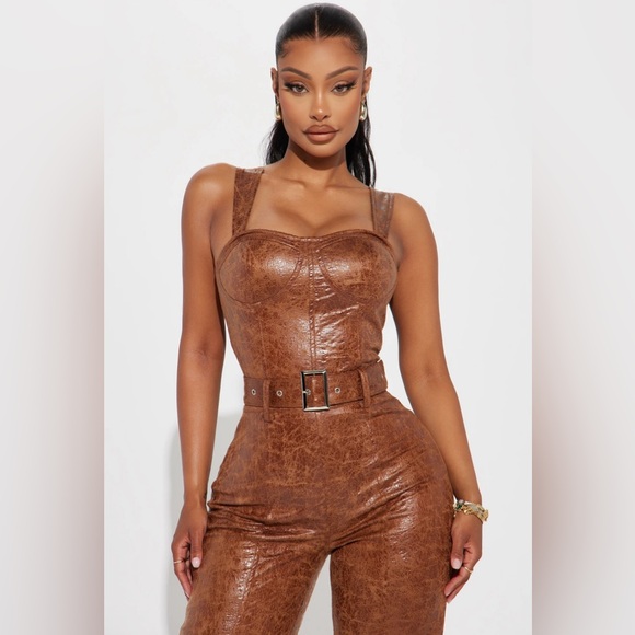 Faux Leather Jumpsuit NWT - Picture 4 of 4